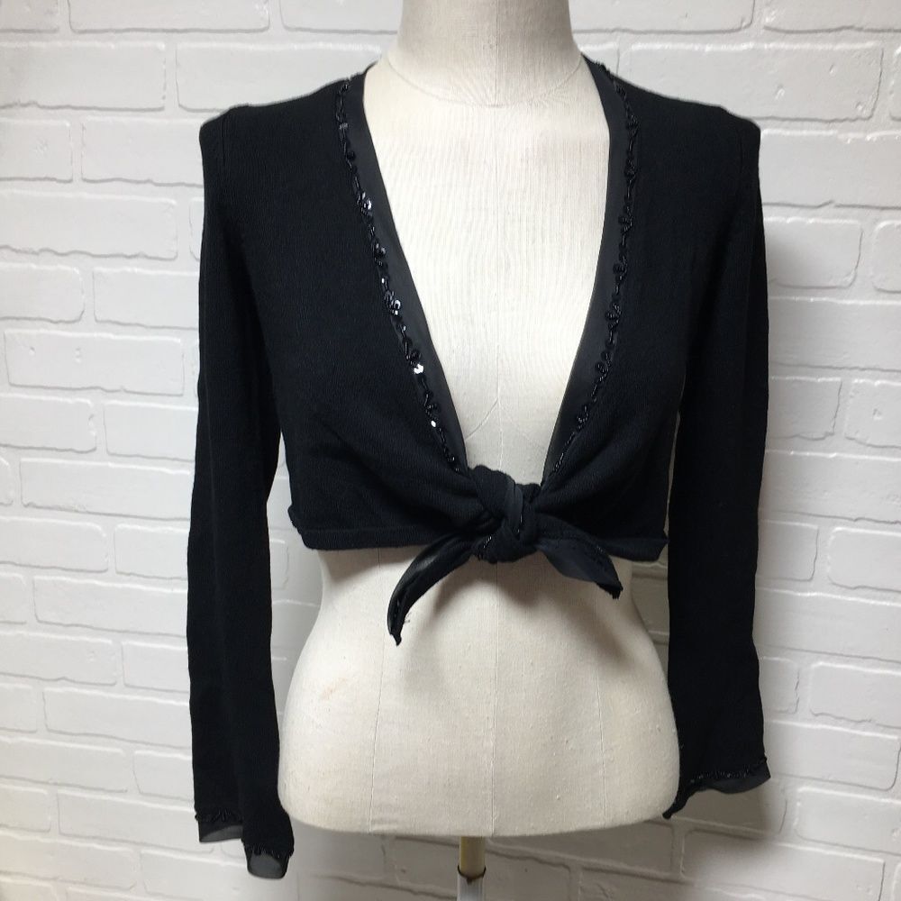 INC Sequin and Lace Trim Wrap Vest Size S